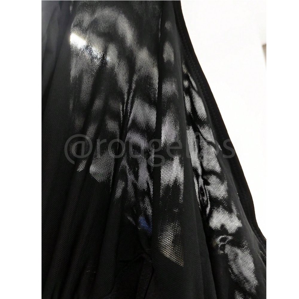 One Mesh Shoulder Black Elegant Jumpsuit High Waist Long Wide Leg - Picture 6 of 10
